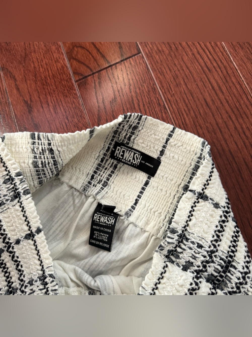 Rewash White and Gray Striped Wide Leg Pants Women’s Size Large NWOT - Picture 6 of 9